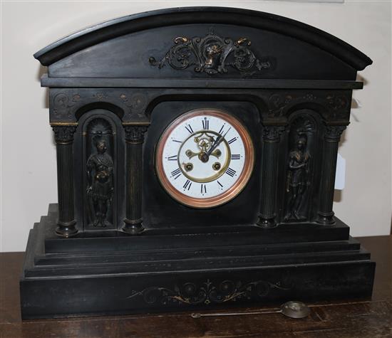 A marble mantel clock, with pendulum